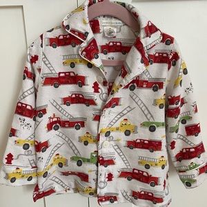 Pottery Barn Kids Firetruck button down pajamas